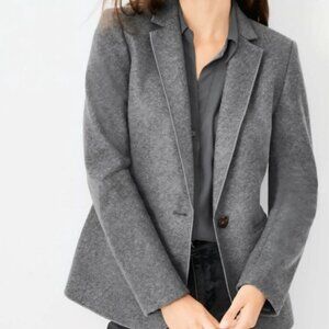 NWT Ann Taylor Brushed Knit Wool Blend Sweater Blazer Size 10 Gray Single Button